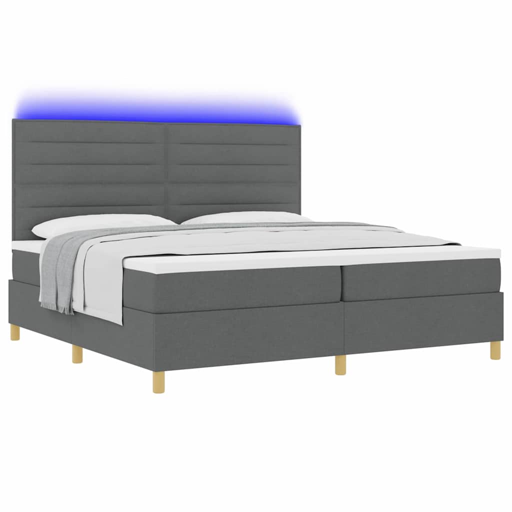 LED Box Spring Krevet Tamno siva 200 x 200 cm tkanina