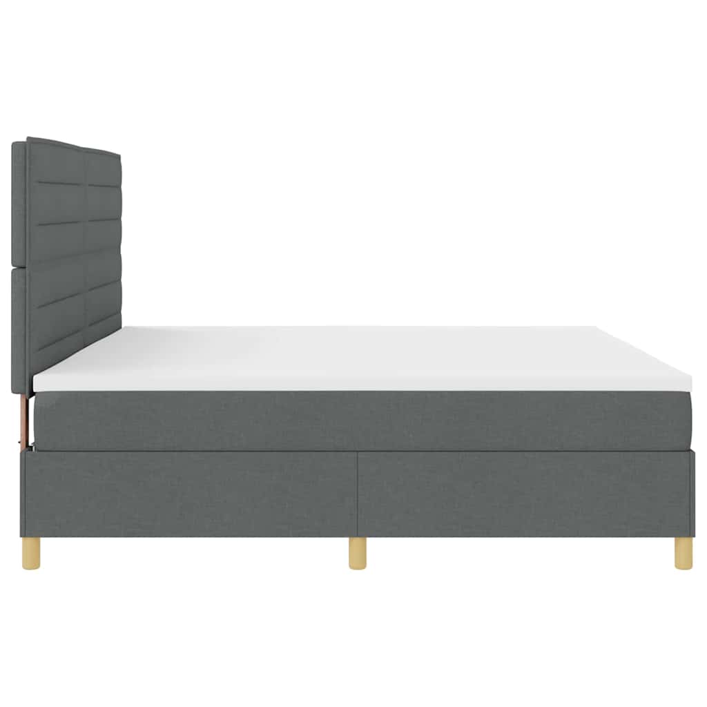 LED Box Spring Krevet Tamno siva 200 x 200 cm tkanina