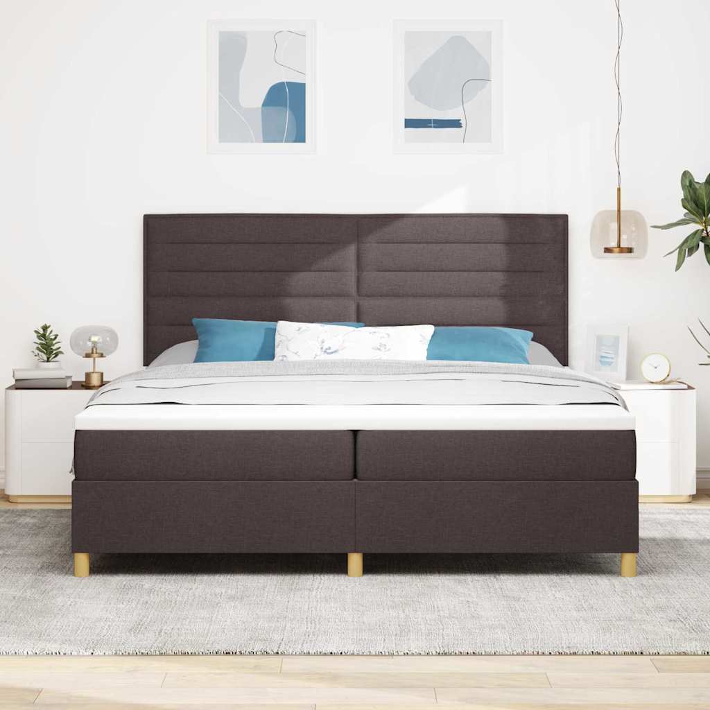 LED Box Spring Krevet Tamno smeđa 200 x 200 cm tkanina