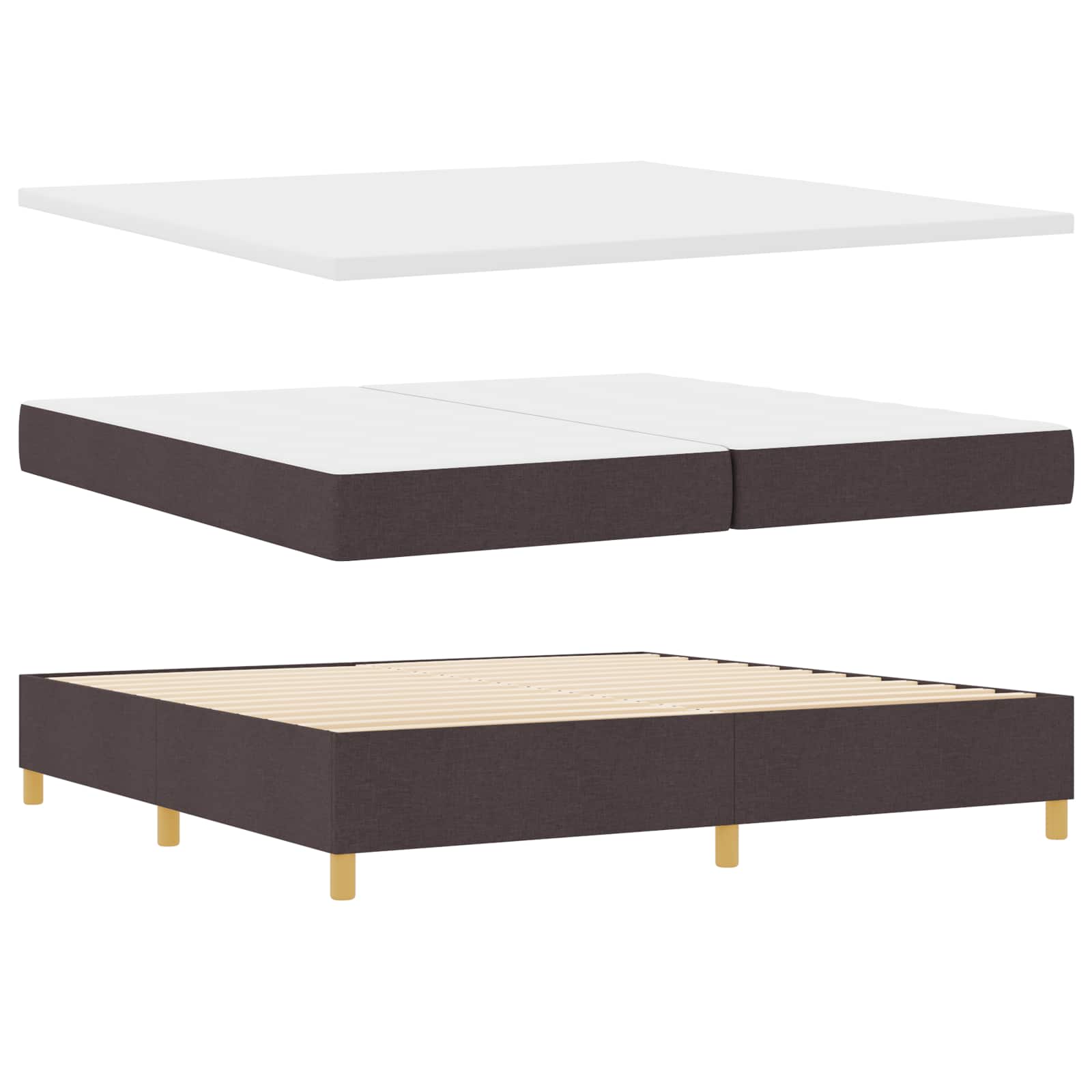 LED Box Spring Krevet Tamno smeđa 200 x 200 cm tkanina