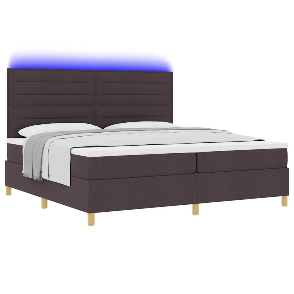 LED Box Spring Krevet Tamno smeđa 200 x 200 cm tkanina