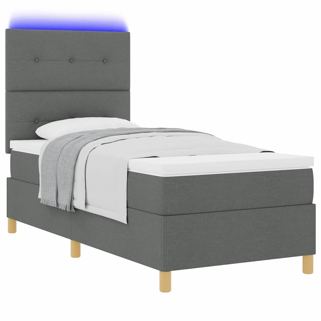 LED Box Spring Krevet Tamno siva 80 x 200 cm tkanina