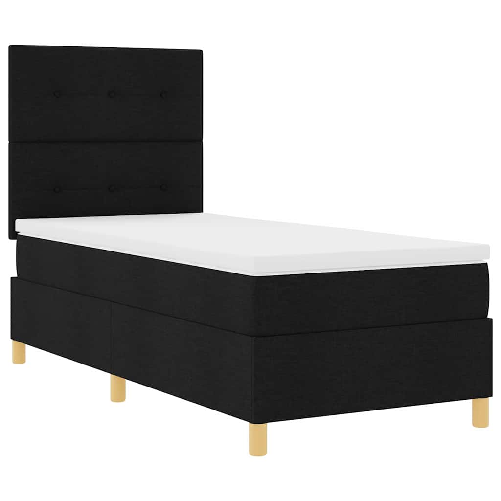 LED Box Spring Krevet s madracem Crna 80 x 200 cm tkanina
