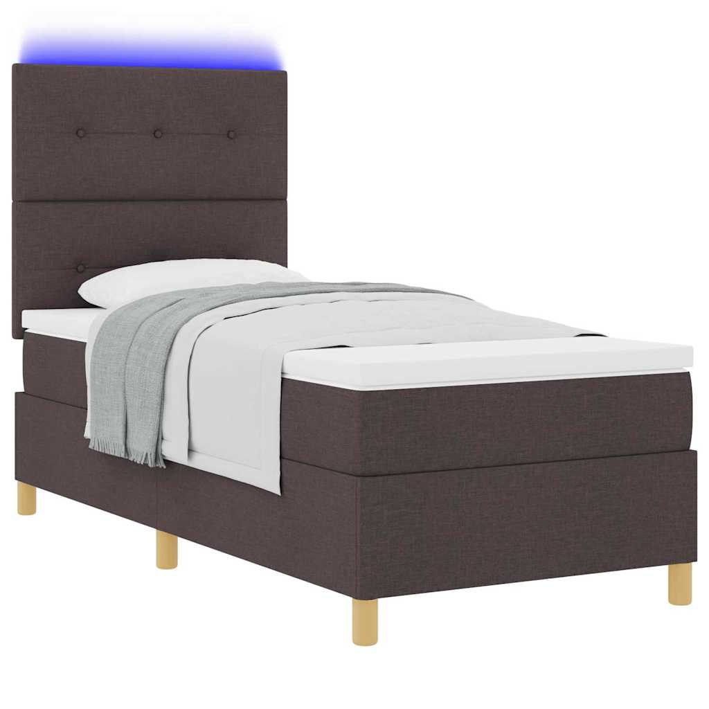 LED Box Spring Krevet Tamno smeđa 80 x 200 cm tkanina