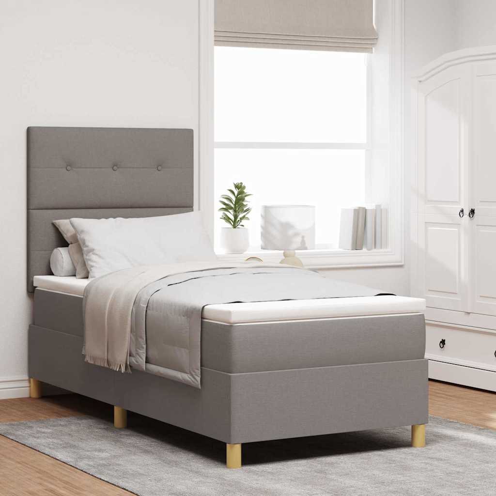 LED Box Spring Krevet Sivo-smeđa 90 x 190 cm tkanina