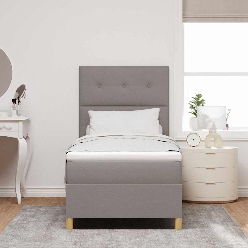 LED Box Spring Krevet Sivo-smeđa 90 x 200 cm tkanina