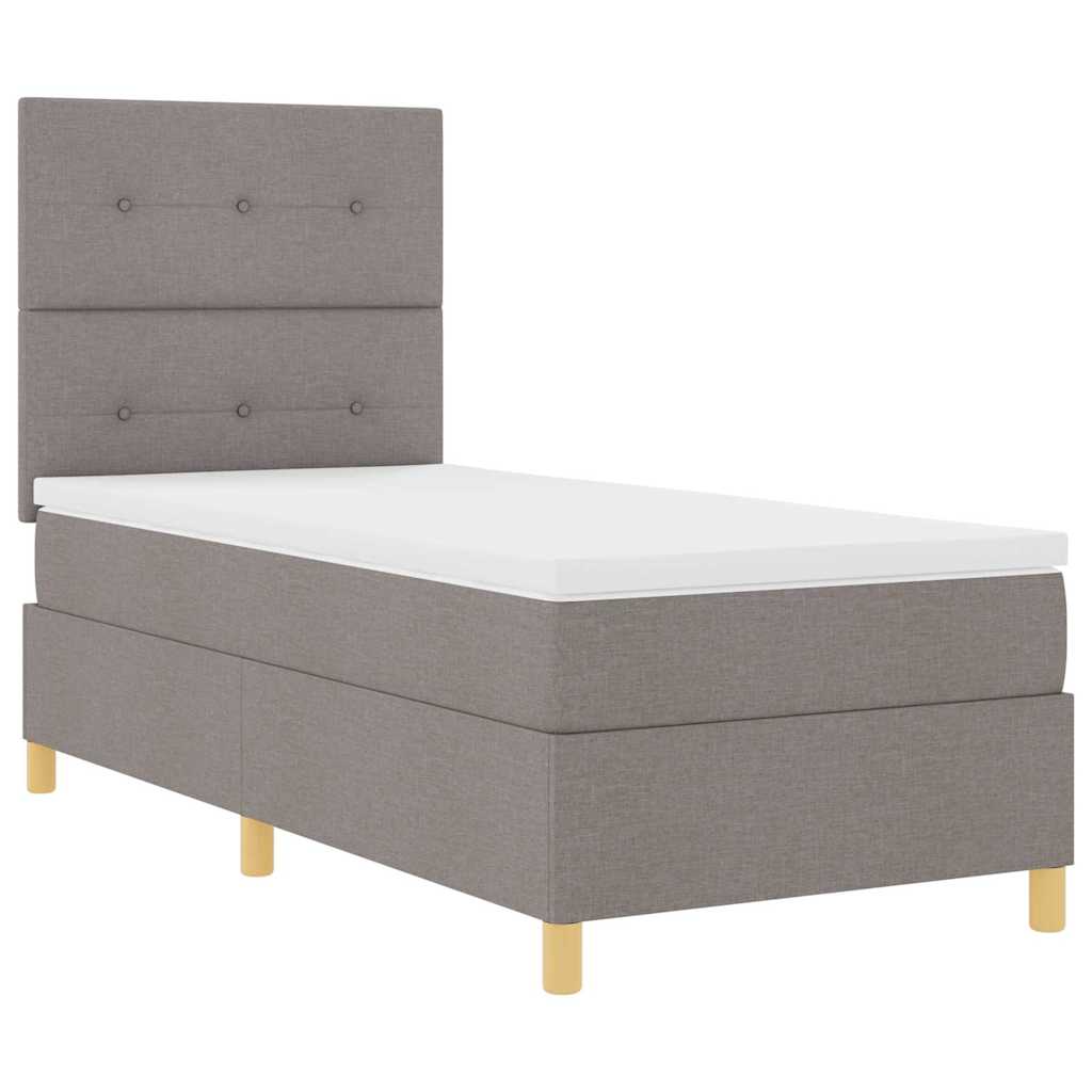 LED Box Spring Krevet Sivo-smeđa 90 x 200 cm tkanina