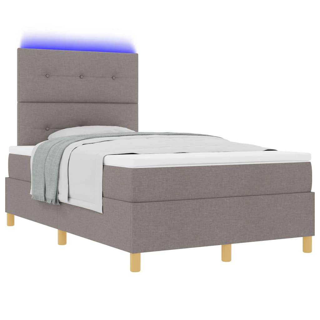 LED Box Spring Krevet Sivo-smeđa 120 x 200 cm tkanina