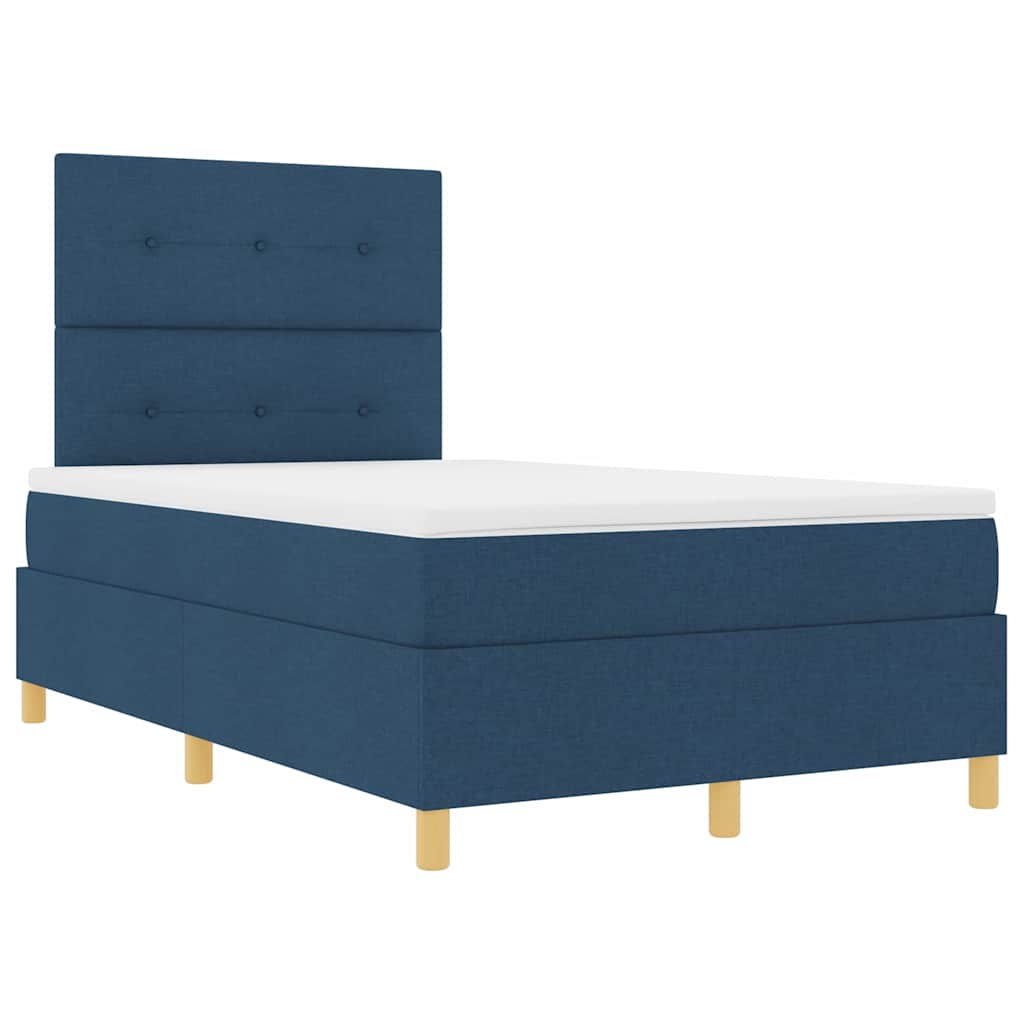 LED Box Spring Krevet s uzglavljem Plava 120 x 200 cm tkanina