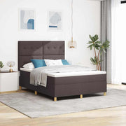 LED Box Spring Krevet Tamno smeđa 140 x 190 cm tkanina