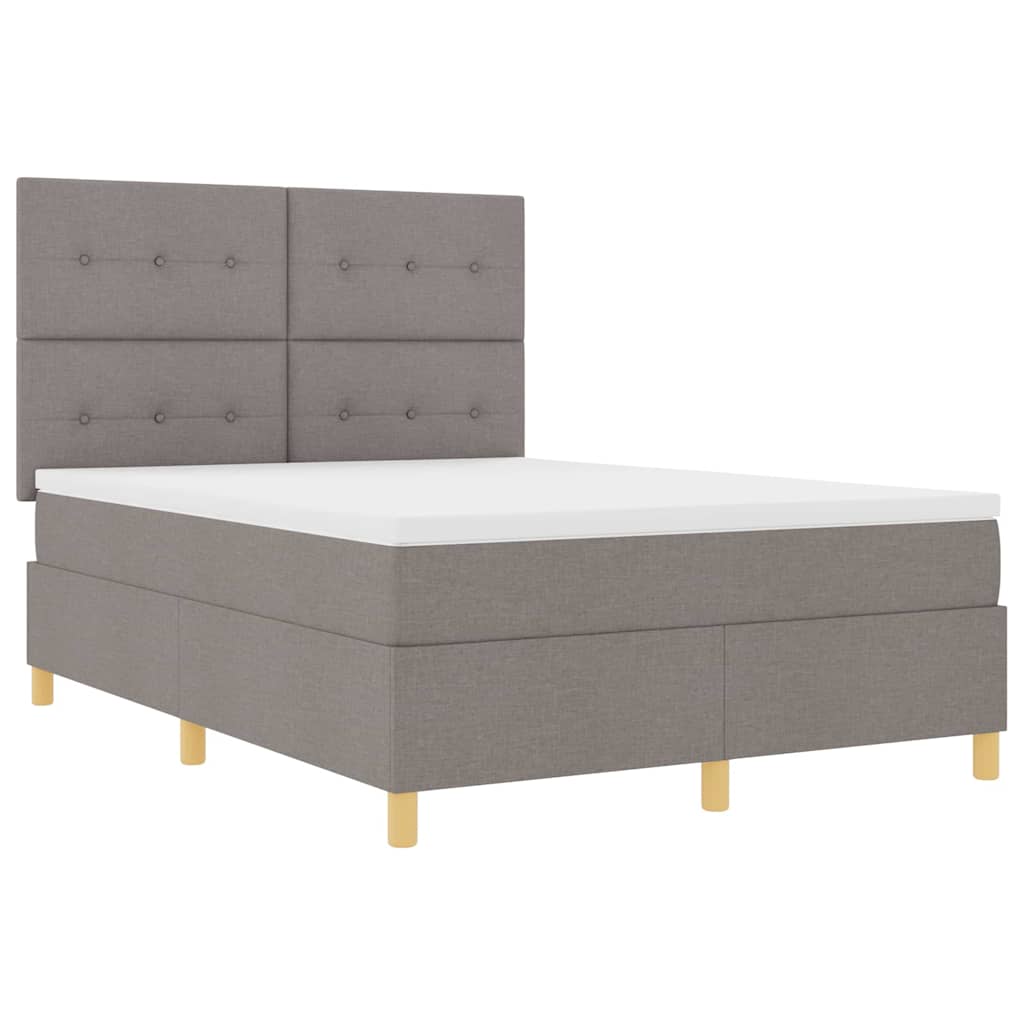 LED Box Spring Krevet Sivo-smeđa 140 x 190 cm tkanina