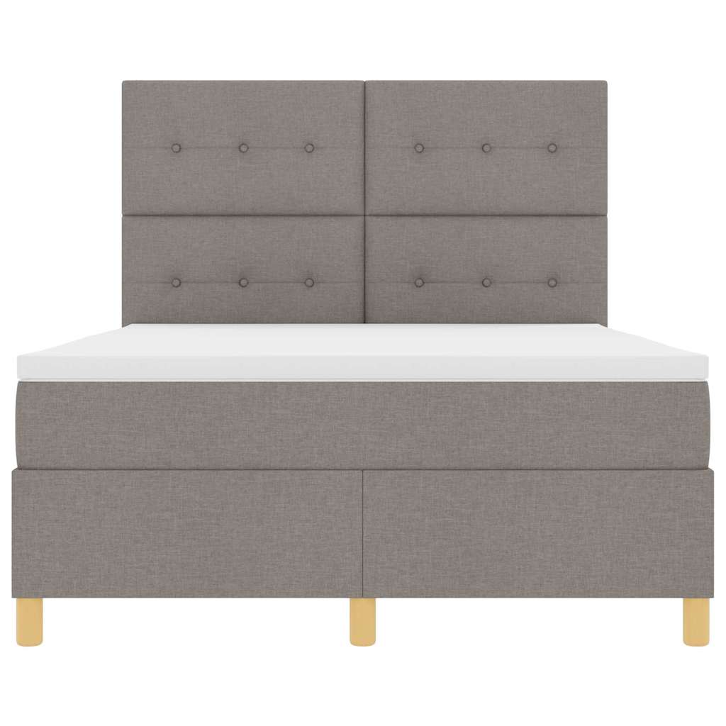 LED Box Spring Krevet Sivo-smeđa 140 x 190 cm tkanina