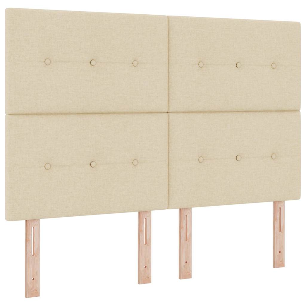 LED Box Spring Krevet s uzglavljem Krema 140 x 190 cm tkanina