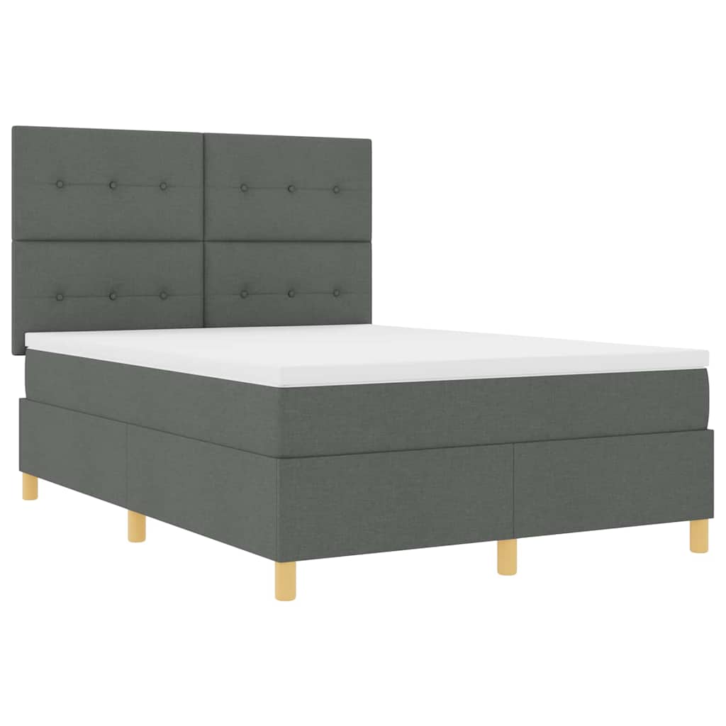 LED Box Spring Krevet Tamno siva 160 x 200 cm tkanina