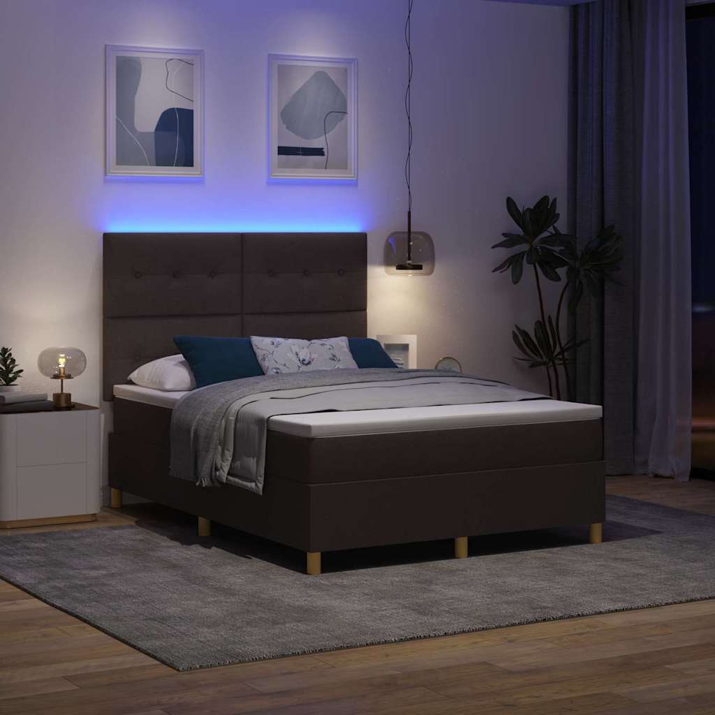 LED Box Spring Krevet Tamno smeđa 160 x 200 cm tkanina