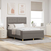 LED Box Spring Krevet Sivo-smeđa 160 x 200 cm tkanina
