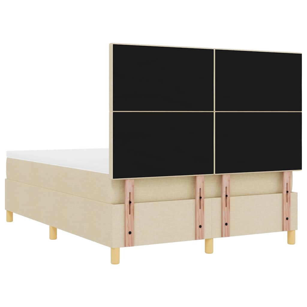 LED Box Spring Krevet s madracem Krema 160 x 200 cm tkanina