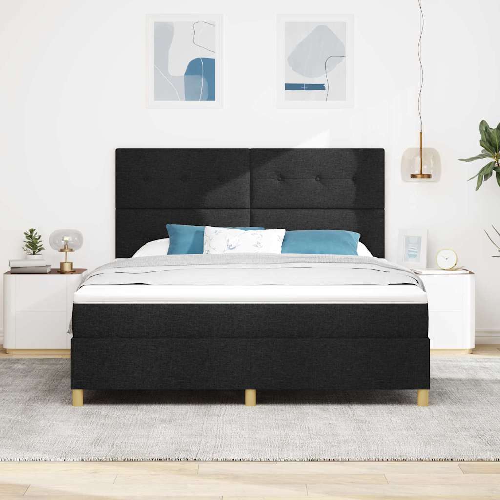 LED Box Spring Krevet s uzglavljem Crna 180 x 200 cm tkanina