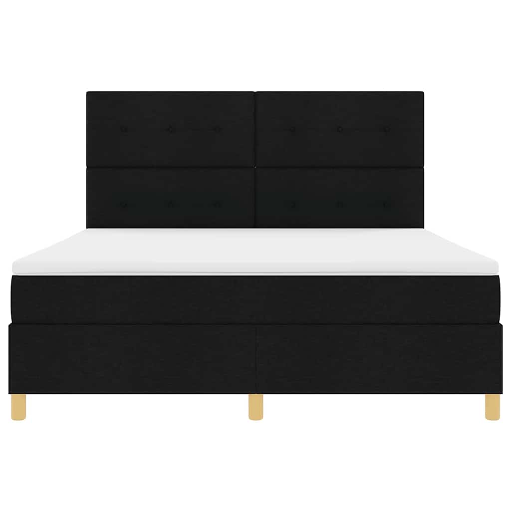 LED Box Spring Krevet s uzglavljem Crna 180 x 200 cm tkanina