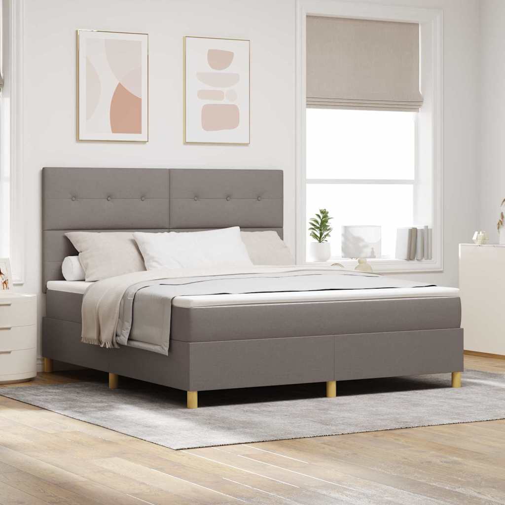 LED Box Spring Krevet Sivo-smeđa 180 x 200 cm tkanina