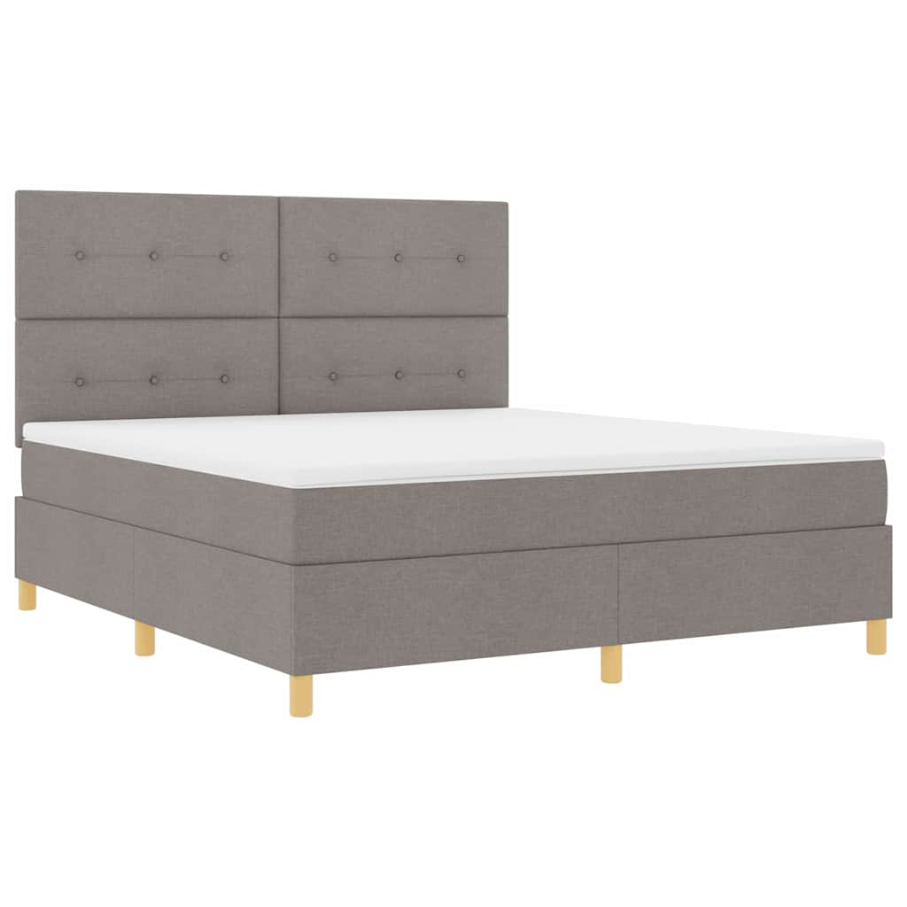 LED Box Spring Krevet Sivo-smeđa 180 x 200 cm tkanina