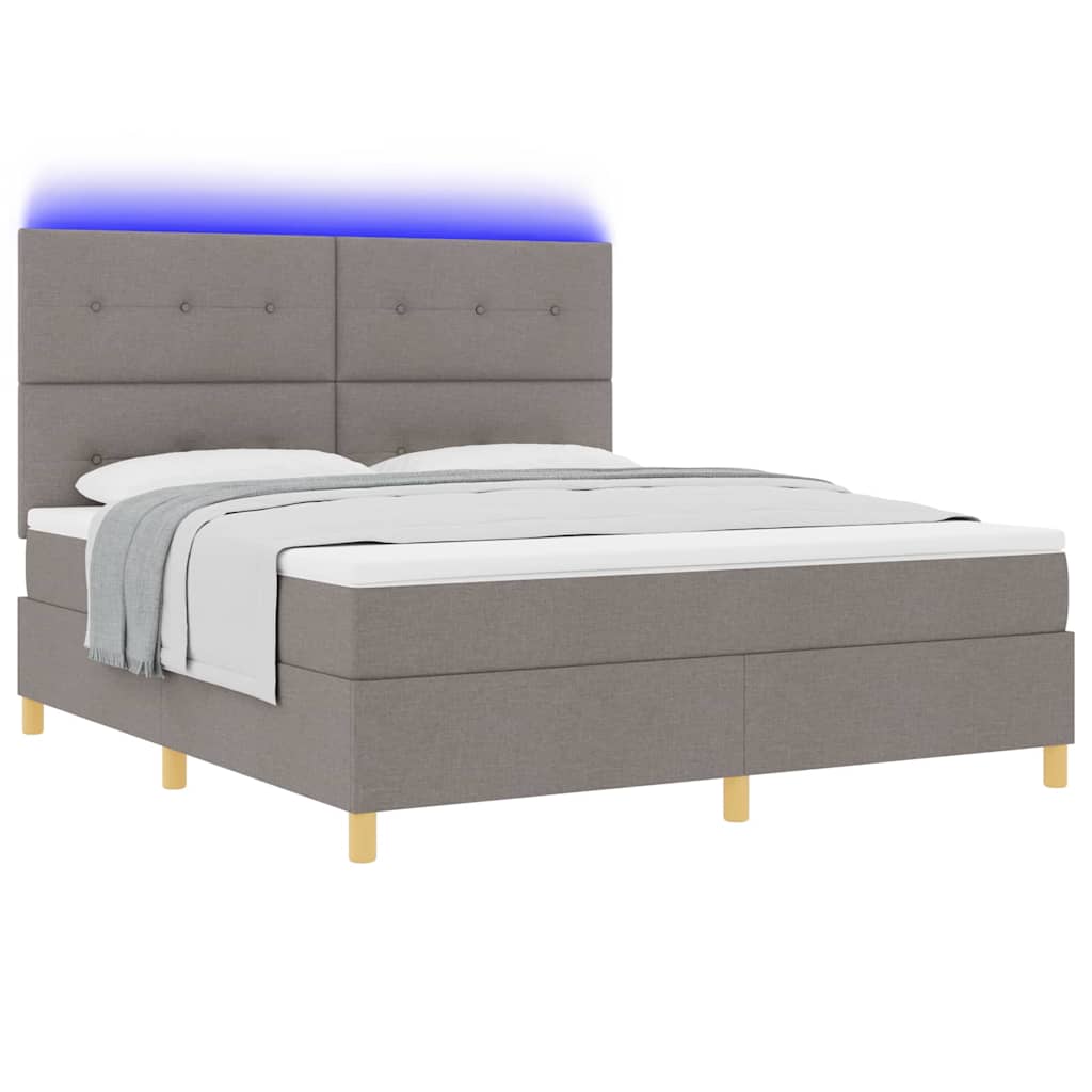LED Box Spring Krevet Sivo-smeđa 180 x 200 cm tkanina