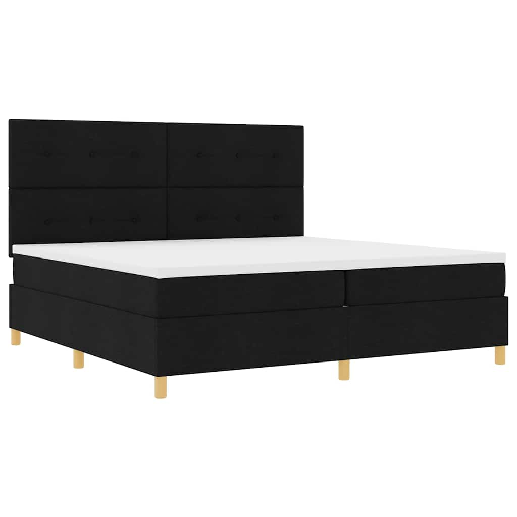 LED Box Spring Krevet s uzglavljem Crna 200 x 200 cm tkanina