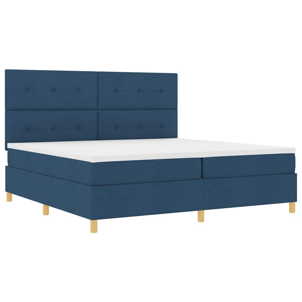 LED Box Spring Krevet s madracem Plava 200 x 200 cm tkanina