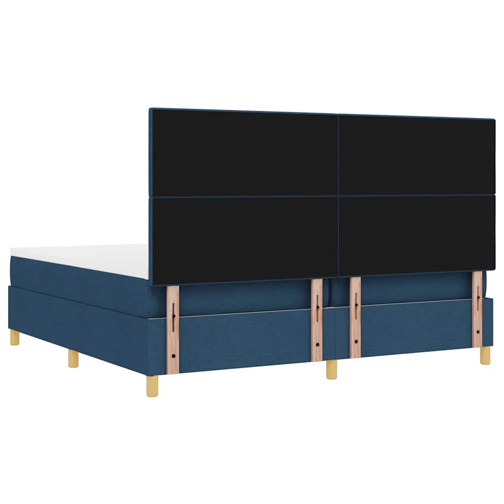 LED Box Spring Krevet s madracem Plava 200 x 200 cm tkanina