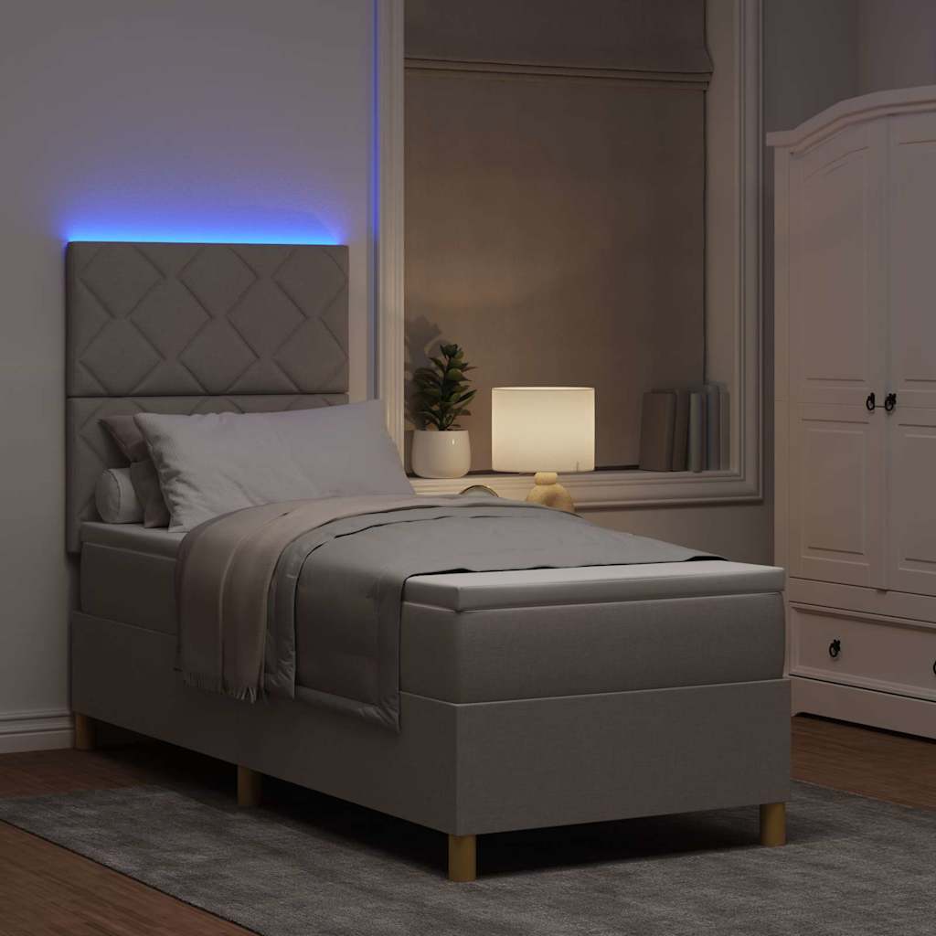 LED Box Spring Krevet Sivo-smeđa 80 x 200 cm tkanina