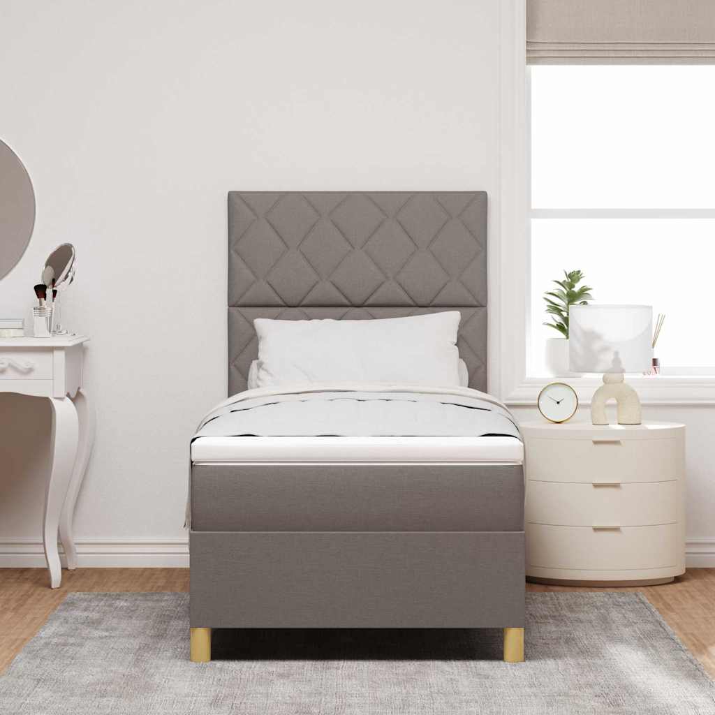 LED Box Spring Krevet Sivo-smeđa 90 x 190 cm tkanina