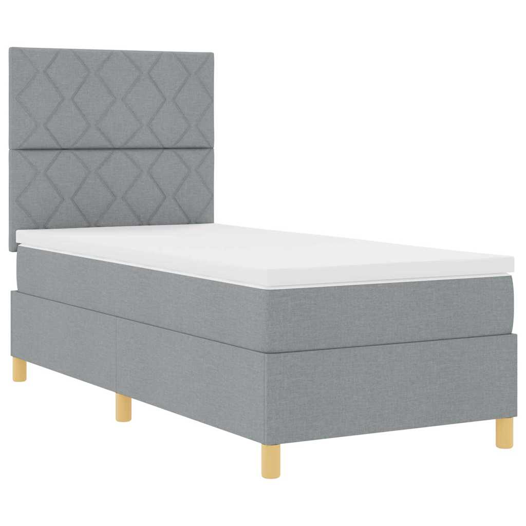 LED Box Spring Krevet Svijetlo siva 90 x 200 cm tkanina
