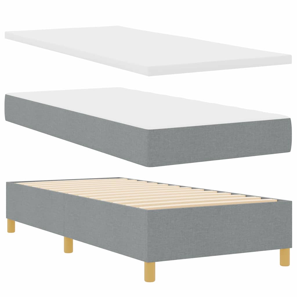 LED Box Spring Krevet Svijetlo siva 90 x 200 cm tkanina