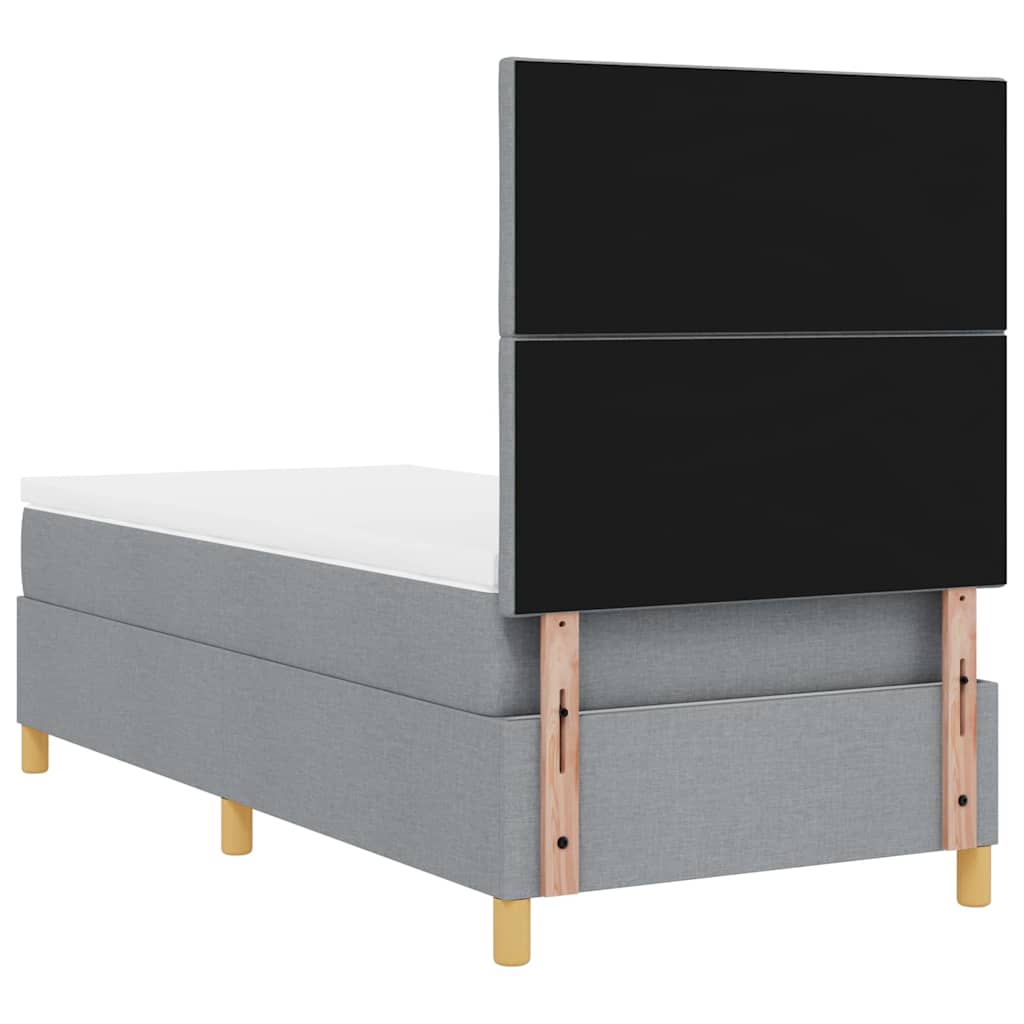 LED Box Spring Krevet Svijetlo siva 90 x 200 cm tkanina