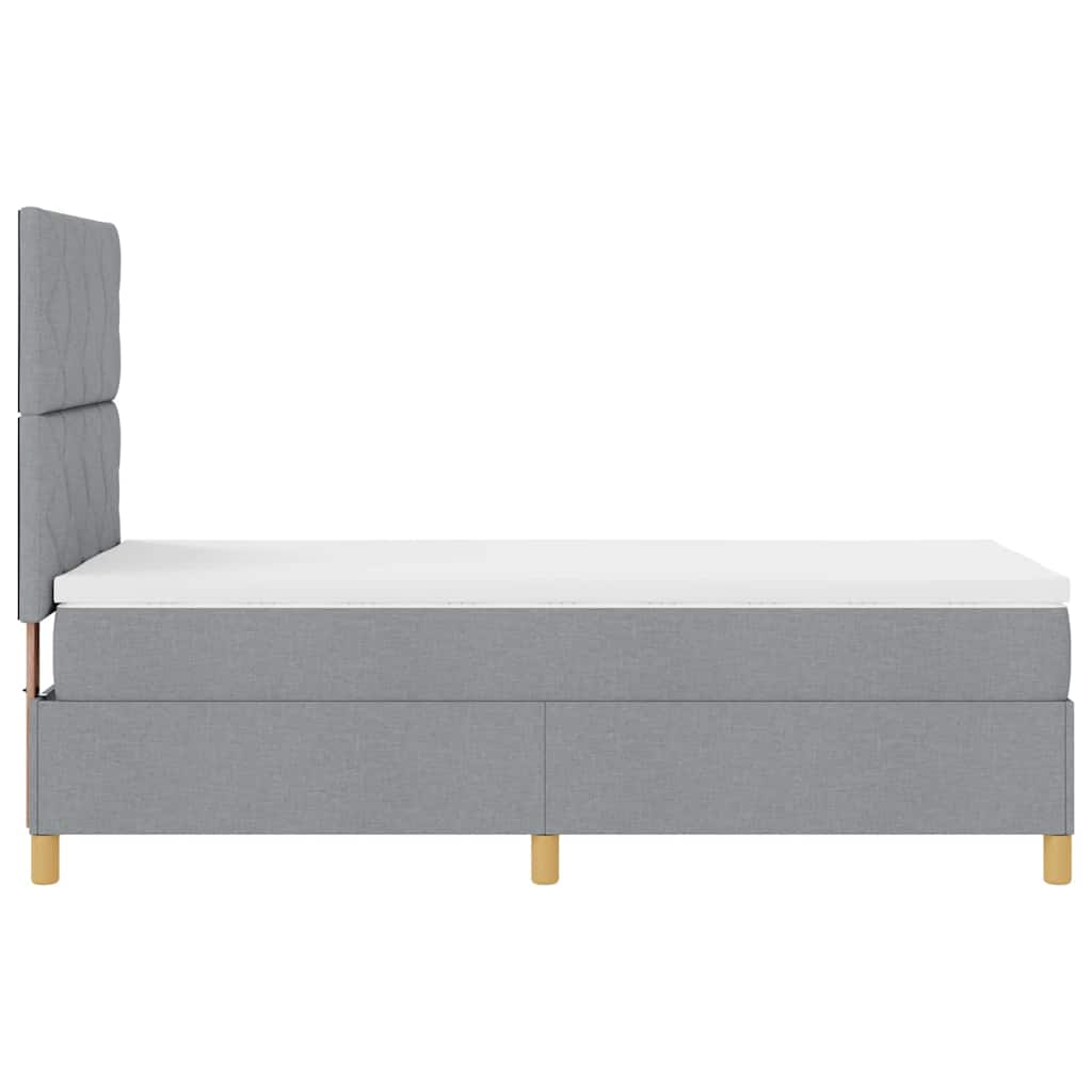 LED Box Spring Krevet Svijetlo siva 90 x 200 cm tkanina