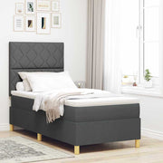 LED Box Spring Krevet Tamno siva 90 x 200 cm tkanina