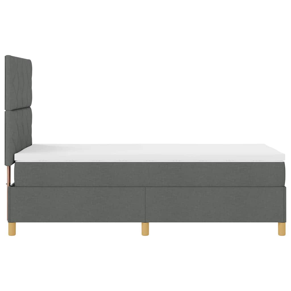 LED Box Spring Krevet Tamno siva 90 x 200 cm tkanina