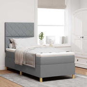 LED Box Spring Krevet Svijetlo siva 100 x 200 cm tkanina