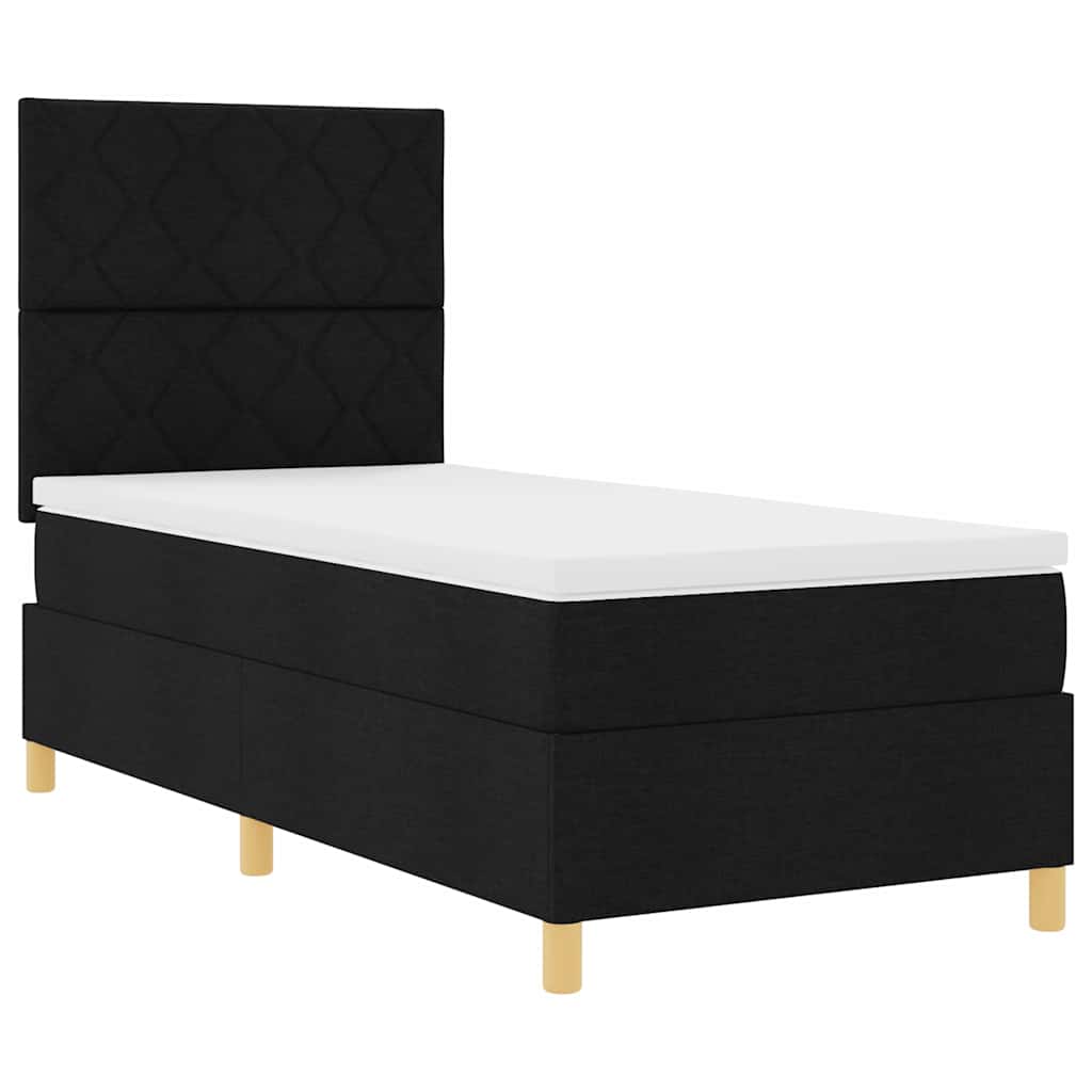 LED Box Spring Krevet s madracem Crna 100 x 200 cm tkanina