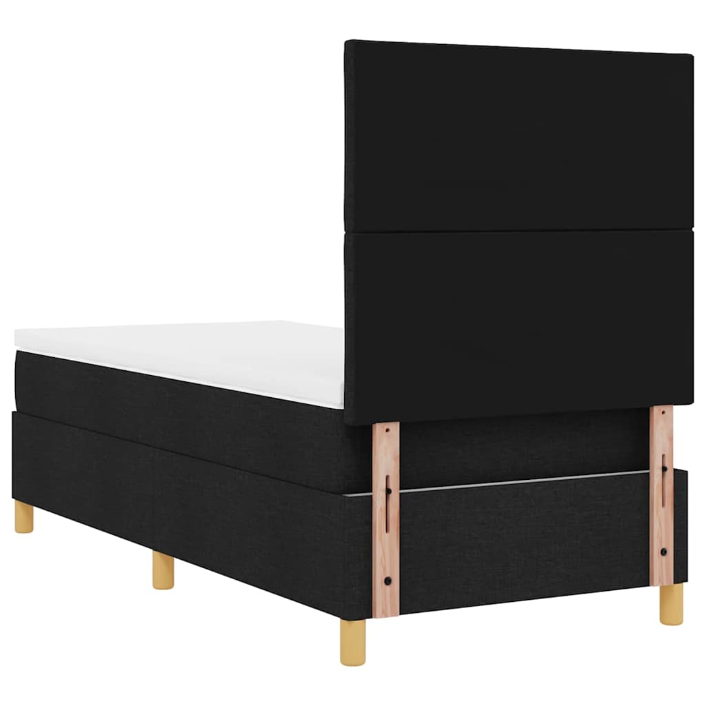 LED Box Spring Krevet s madracem Crna 100 x 200 cm tkanina