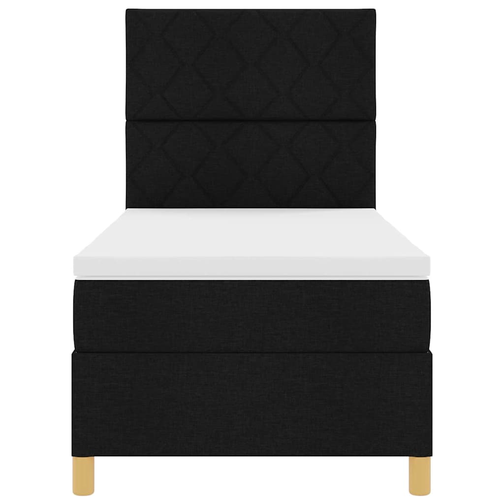 LED Box Spring Krevet s madracem Crna 100 x 200 cm tkanina