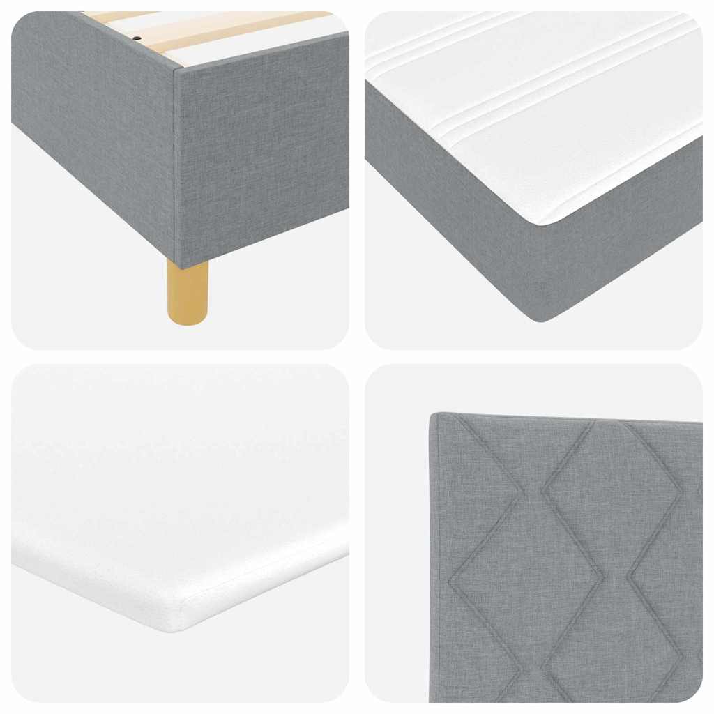 LED Box Spring Krevet Svijetlo siva 120 x 190 cm tkanina