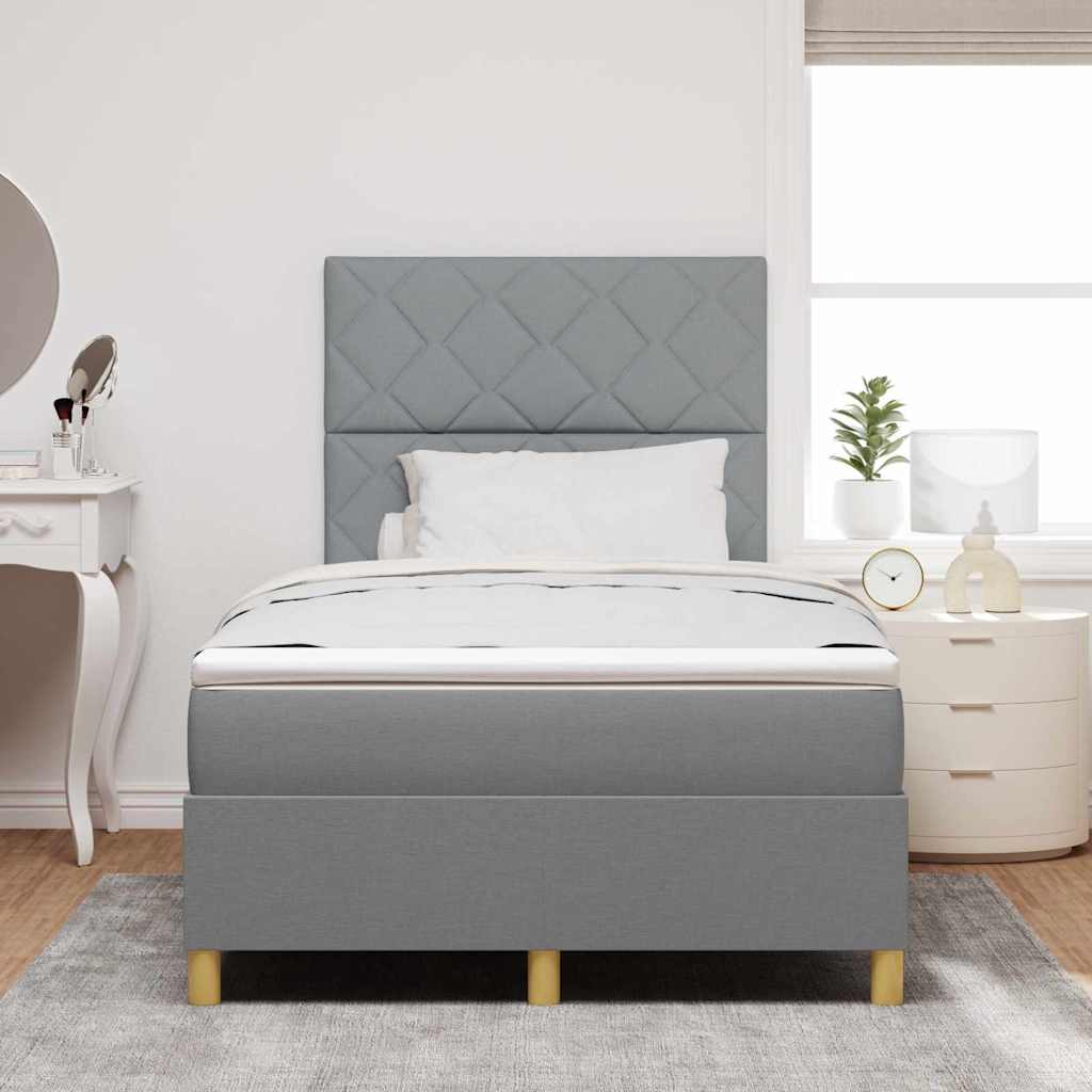 LED Box Spring Krevet Svijetlo siva 120 x 190 cm tkanina