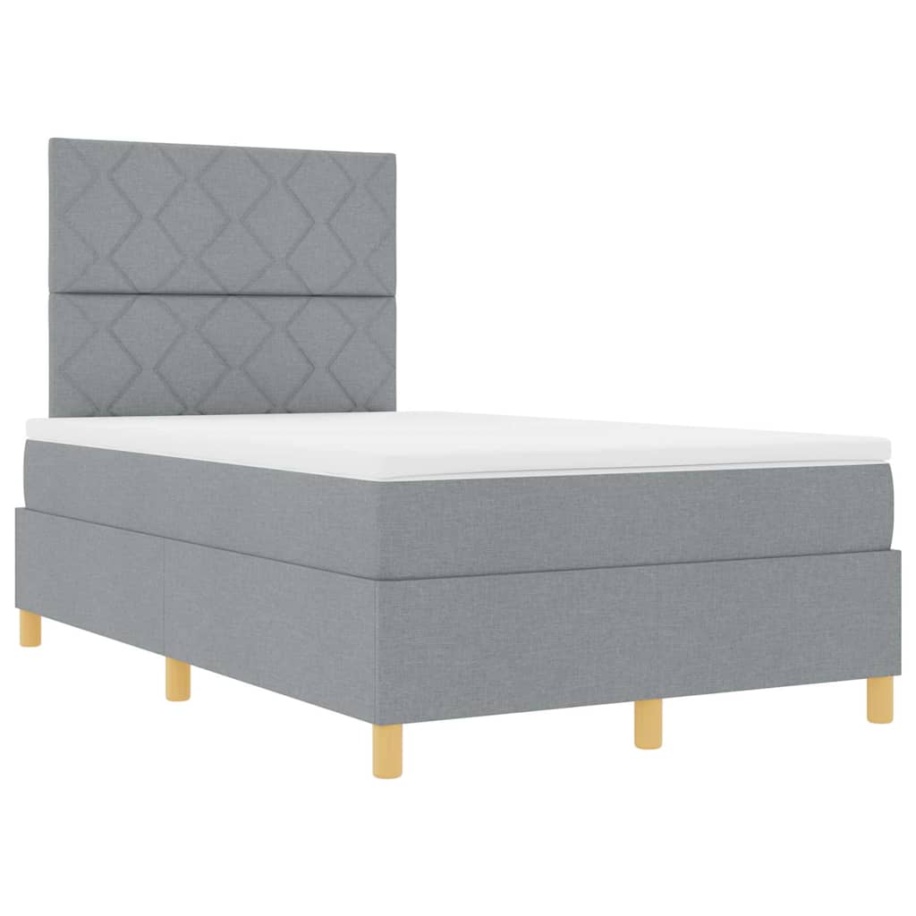 LED Box Spring Krevet Svijetlo siva 120 x 190 cm tkanina