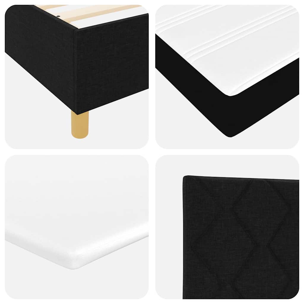 LED Box Spring Krevet s uzglavljem Crna 120 x 190 cm tkanina