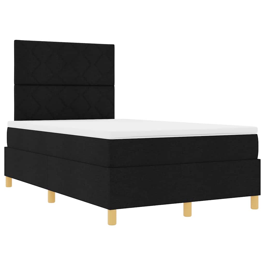 LED Box Spring Krevet s uzglavljem Crna 120 x 190 cm tkanina