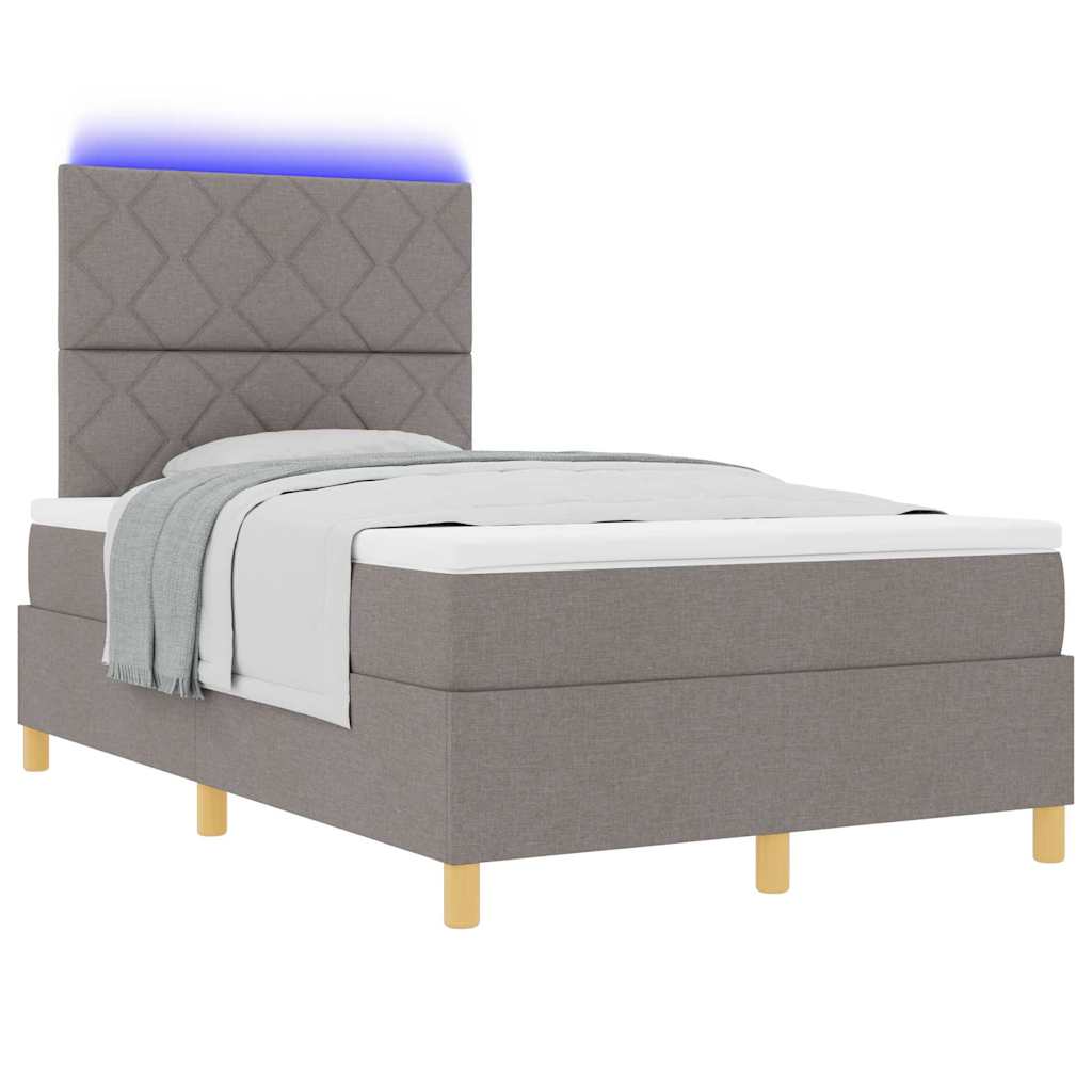 LED Box Spring Krevet Sivo-smeđa 120 x 190 cm tkanina