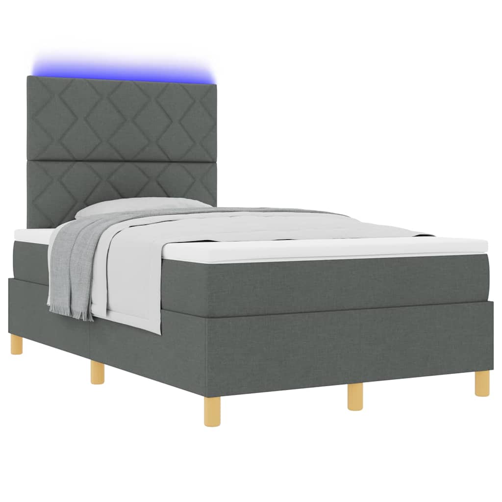 LED Box Spring Krevet Tamno siva 120 x 200 cm tkanina