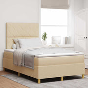 LED Box Spring Krevet s uzglavljem Krema 120 x 200 cm tkanina