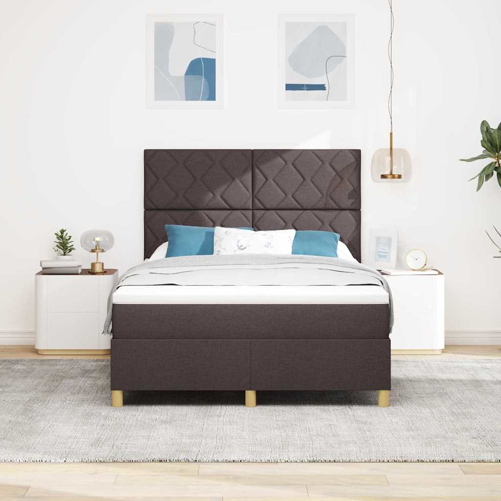 LED Box Spring Krevet Tamno smeđa 140 x 200 cm tkanina